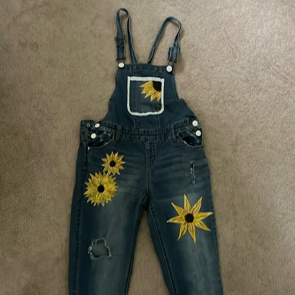 Justice overalls painted design size 16